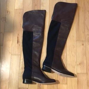 Two-tone leather boots